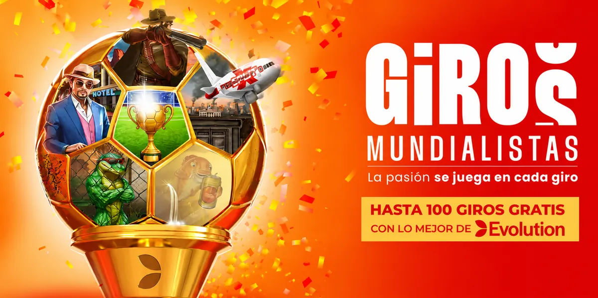 Giros Mundialistas con hasta 100 giros gratis de Evolution en Betfun